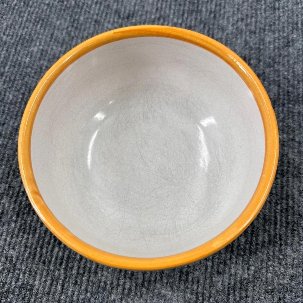 Solimene Cereal Bowl Unisex 5in Hand Painted Bird Floral Orange Vintage Casual